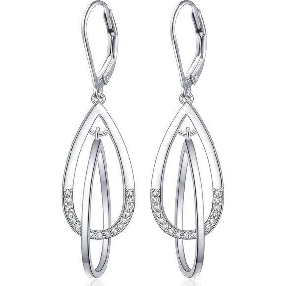 Sterling Silver Filigree Teardrop Leverback Dangle Earrings  Women\'s Silver Leverback Dangle Earring Teardrop Filigree 14K Gold Plated